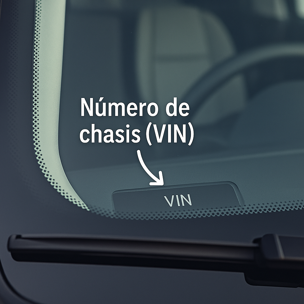 Ubicación del VIN en el parabrisas